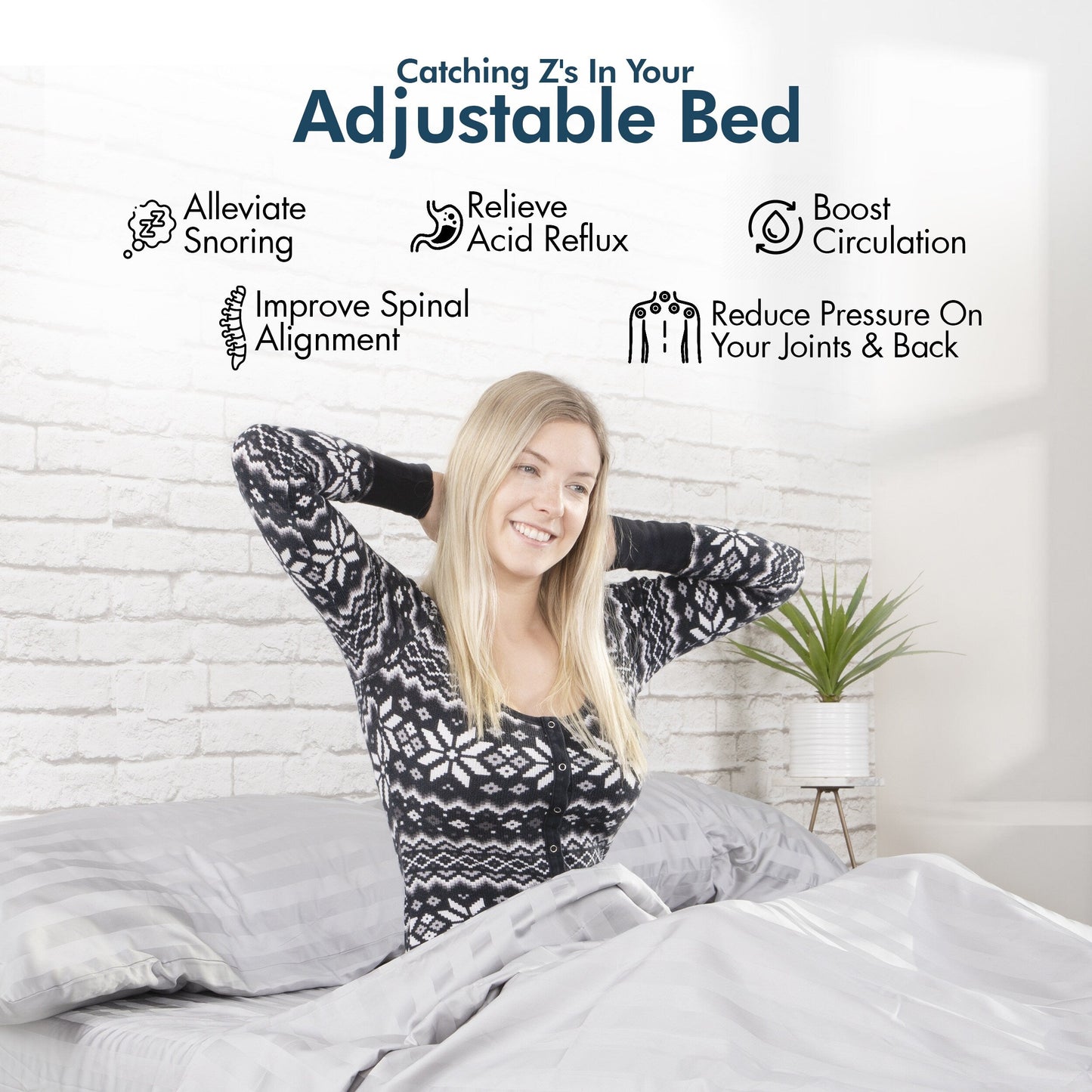 Struttura letto regolabile Renanim con 14 materassi, doppio massaggio, gravità zero, installazione in 5 minuti, porte USB, controllo tramite app