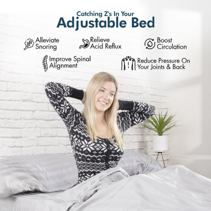 Struttura letto regolabile Renanim con 14 materassi, doppio massaggio, gravità zero, installazione in 5 minuti, porte USB, controllo tramite app