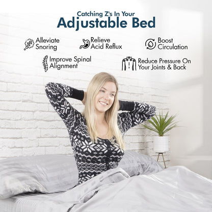 Struttura letto matrimoniale regolabile Renanim SplitKing con materasso in memory foam, doppio massaggio, porte USB, app, telecomando