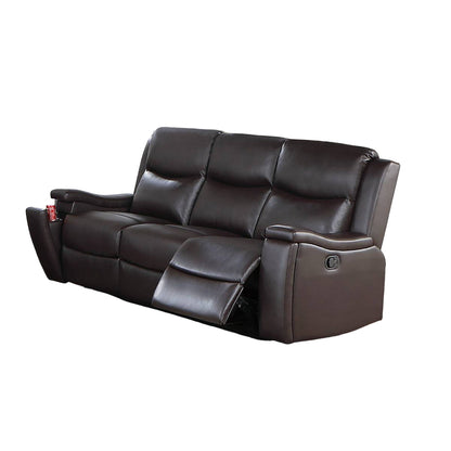 Divano reclinabile manuale Renna, portabicchieri, similpelle marrone, 80 pollici
