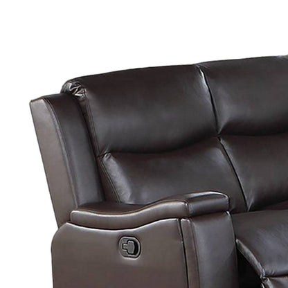 Divano reclinabile manuale Renna, portabicchieri, similpelle marrone, 80 pollici