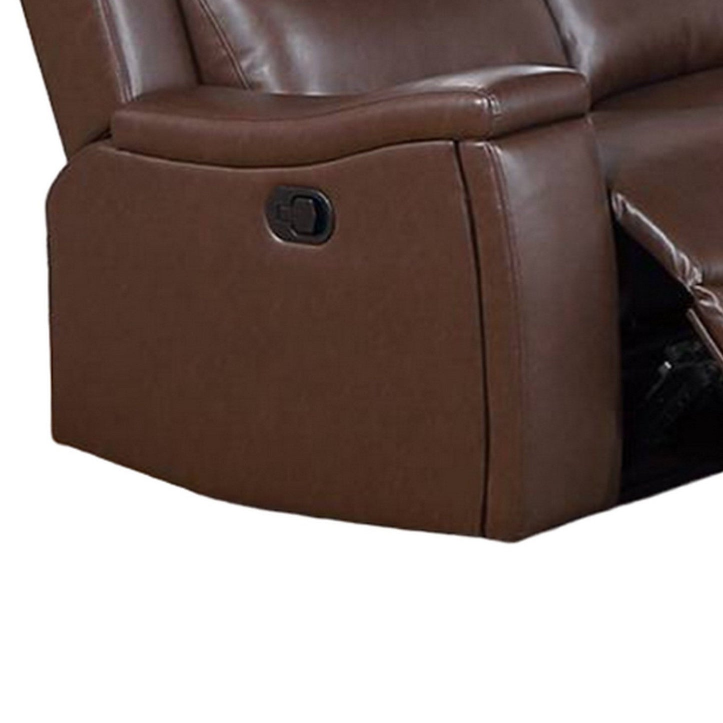 Divano reclinabile manuale Renna, portabicchieri, similpelle color cammello, 80 pollici