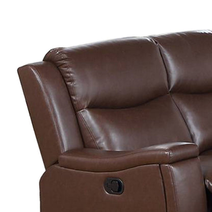 Divano reclinabile manuale Renna, portabicchieri, similpelle color cammello, 80 pollici