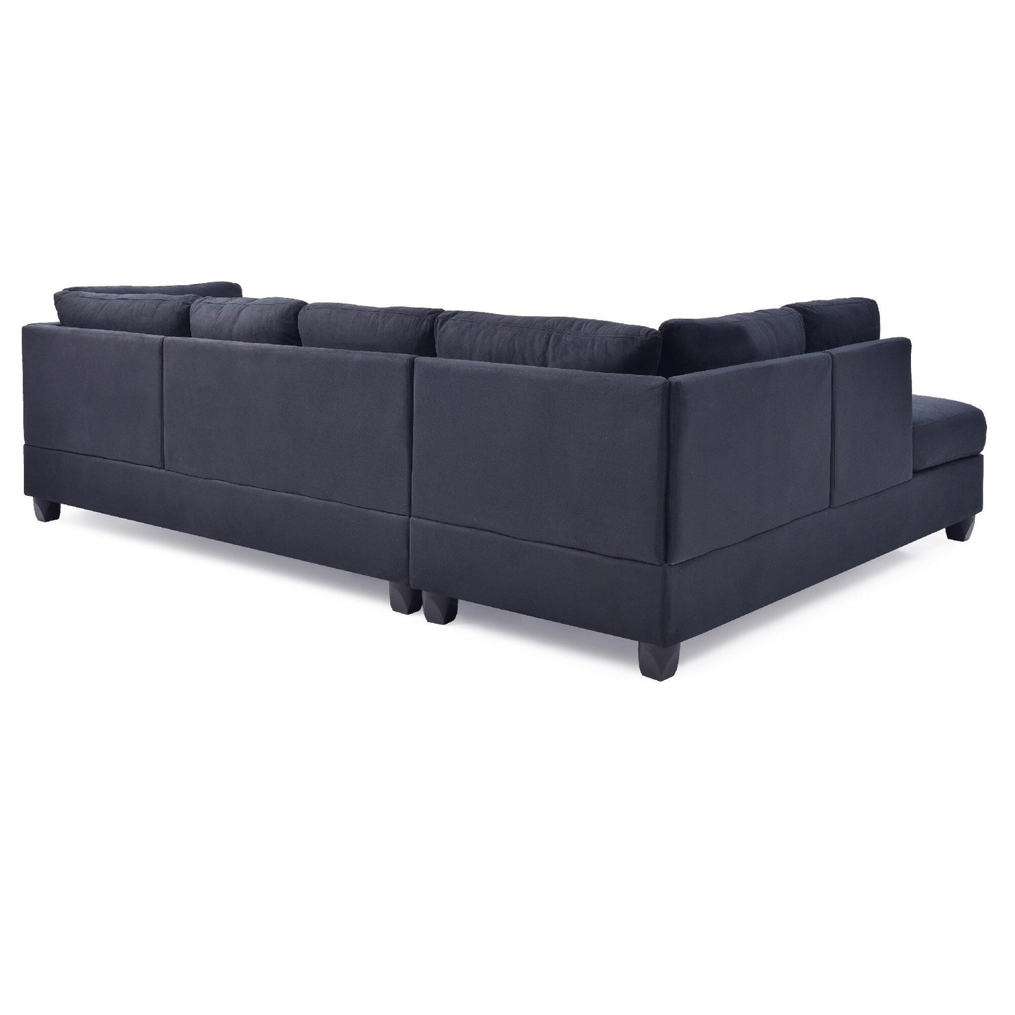 Divano componibile reversibile a 4 posti in microsuede con cuscini decorativi - 111 - Nero