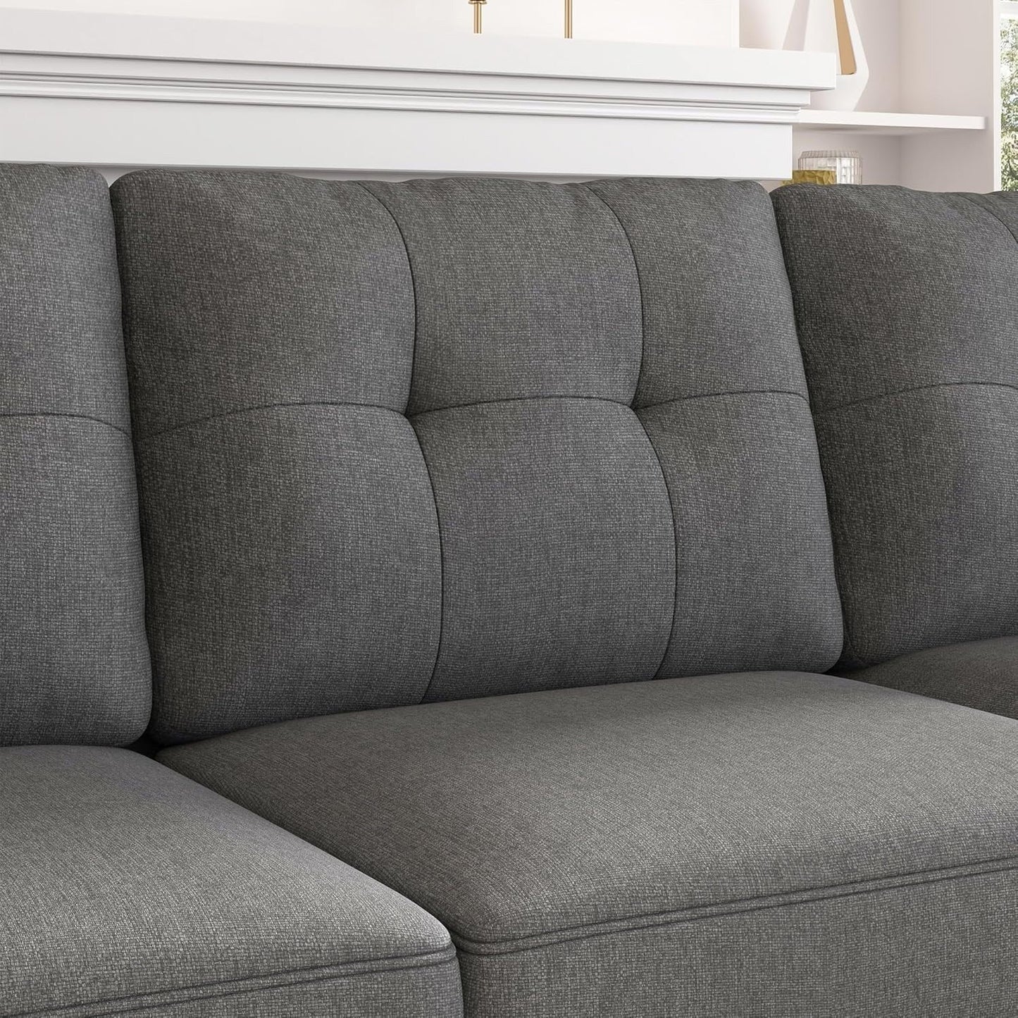 Divano componibile reversibile, divano a L, divano trasformabile, divani a 4 posti, componibile per appartamento, grigio scuro