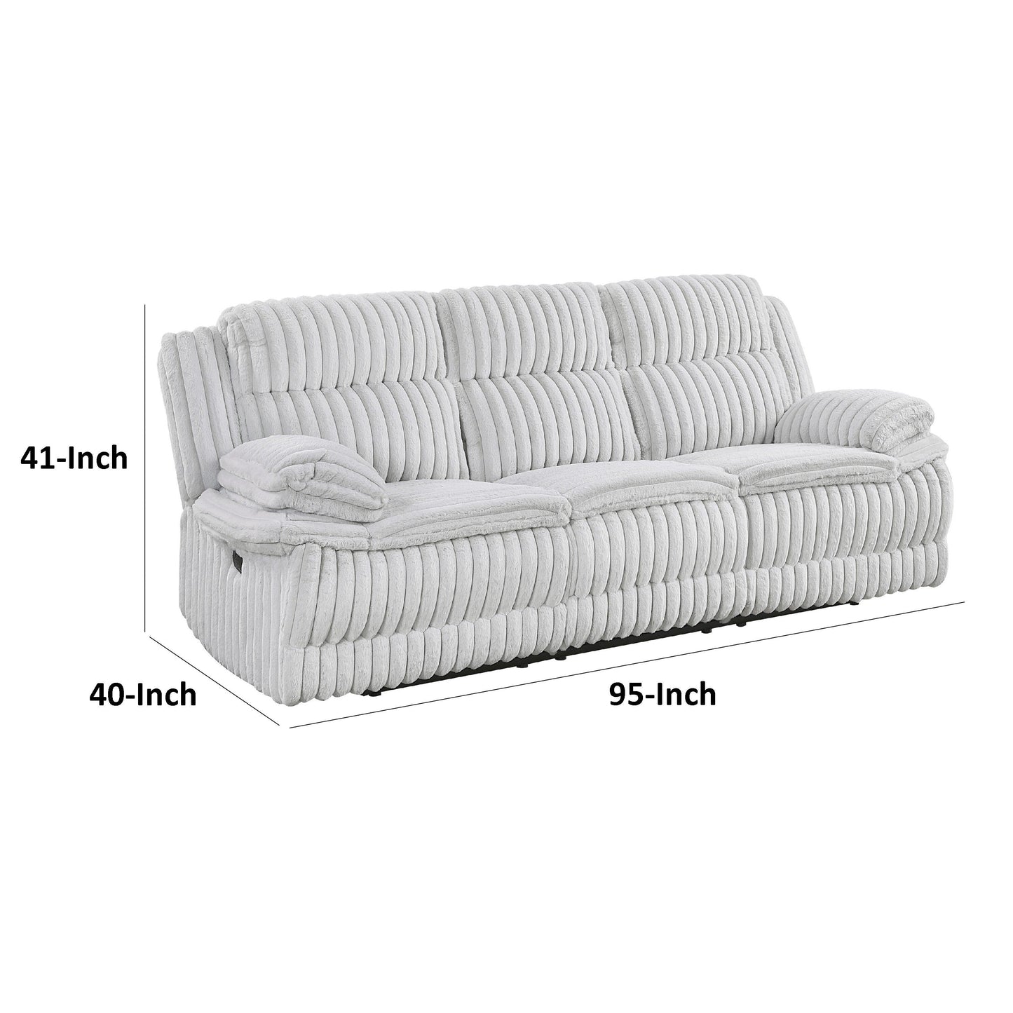 Divano reclinabile manuale Rexy, velluto a coste grigio chiaro testurizzato, 95 pollici