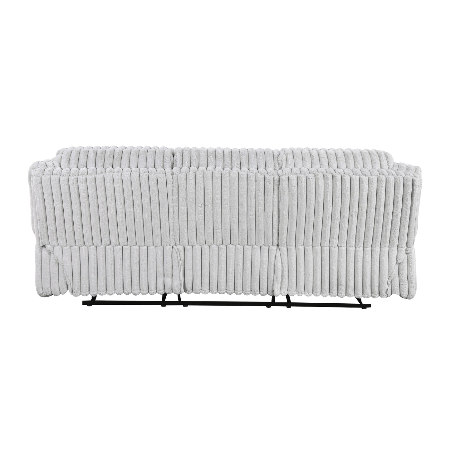 Divano reclinabile manuale Rexy, velluto a coste grigio chiaro testurizzato, 95 pollici