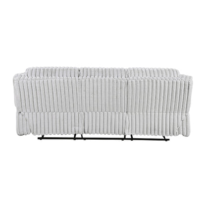 Divano reclinabile manuale Rexy, velluto a coste grigio chiaro testurizzato, 95 pollici