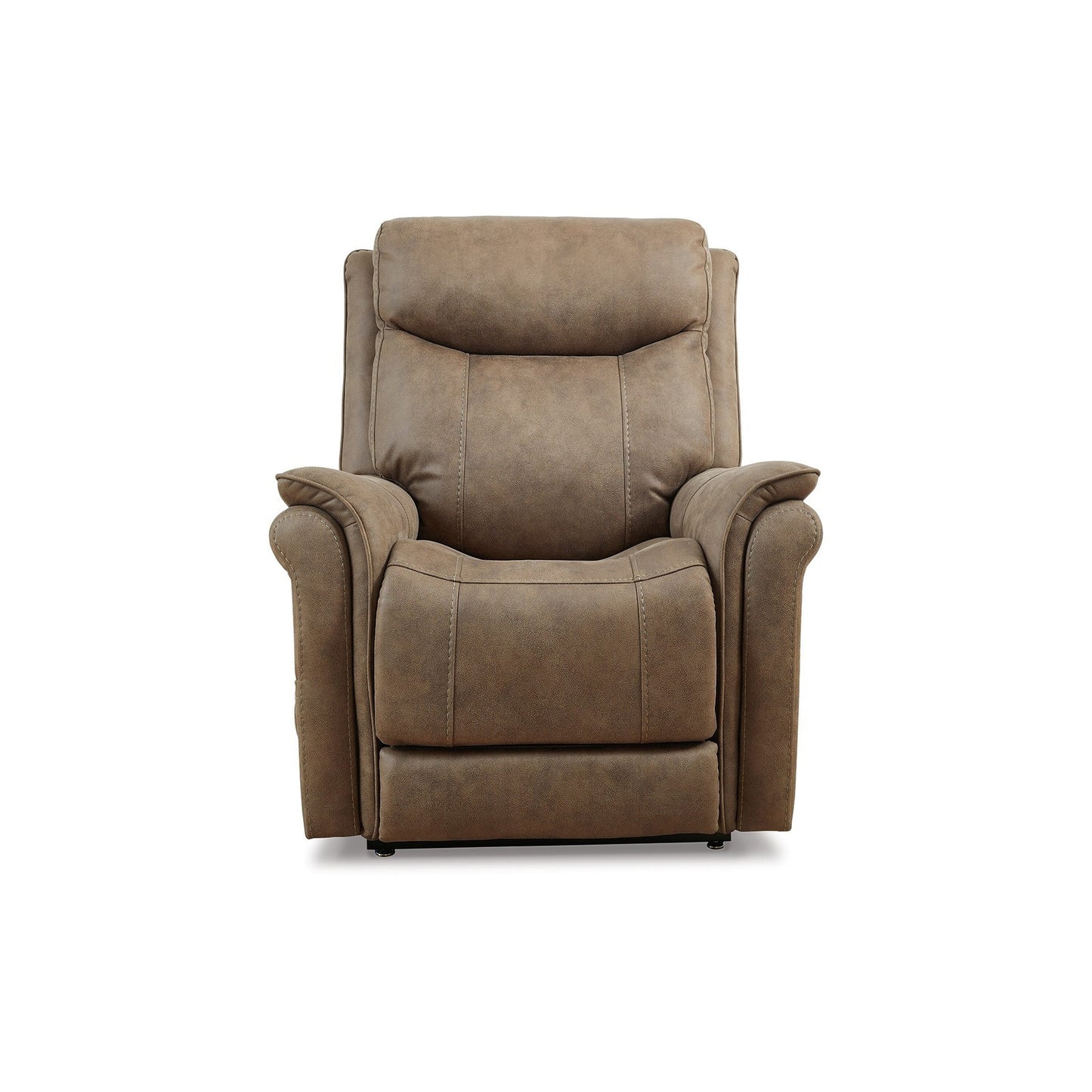 Poltrona reclinabile elettrica Rezze, in schiuma, in similpelle marrone legno di deriva