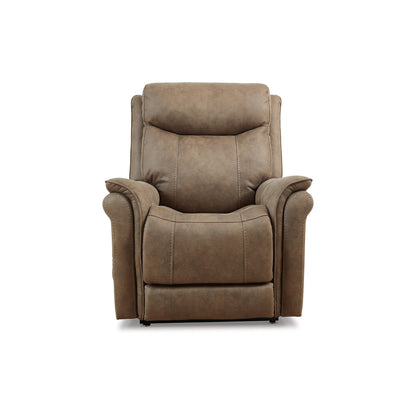 Poltrona reclinabile elettrica Rezze, in schiuma, in similpelle marrone legno di deriva