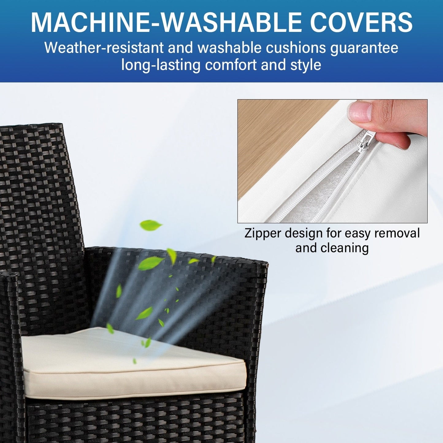 Set di 3 sedie e tavolo da conversazione da esterno in rattan Rhine Modern di Furniture of America