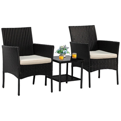 Set di 3 sedie e tavolo da conversazione da esterno in rattan Rhine Modern di Furniture of America
