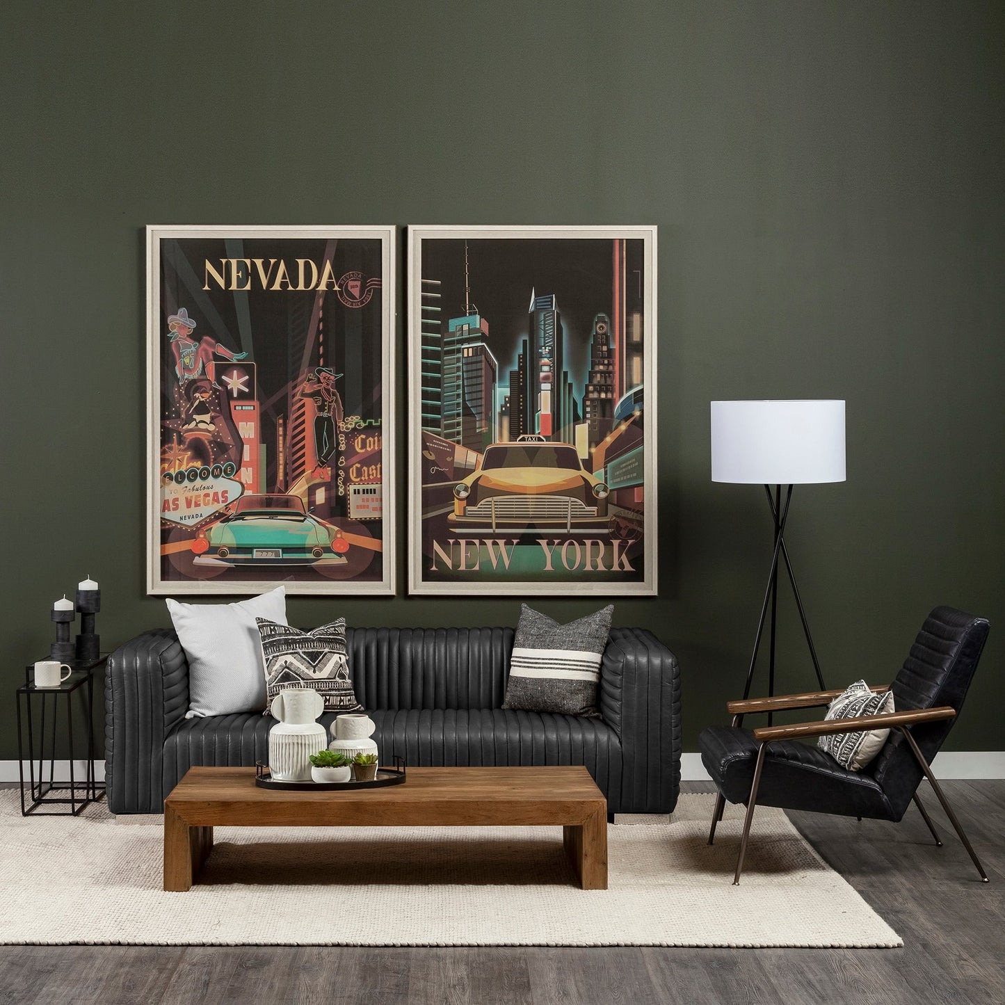 Divano rivestito in vera pelle Ricciardo Cognac - 86,6 L x 38,6 W x 26,4 H