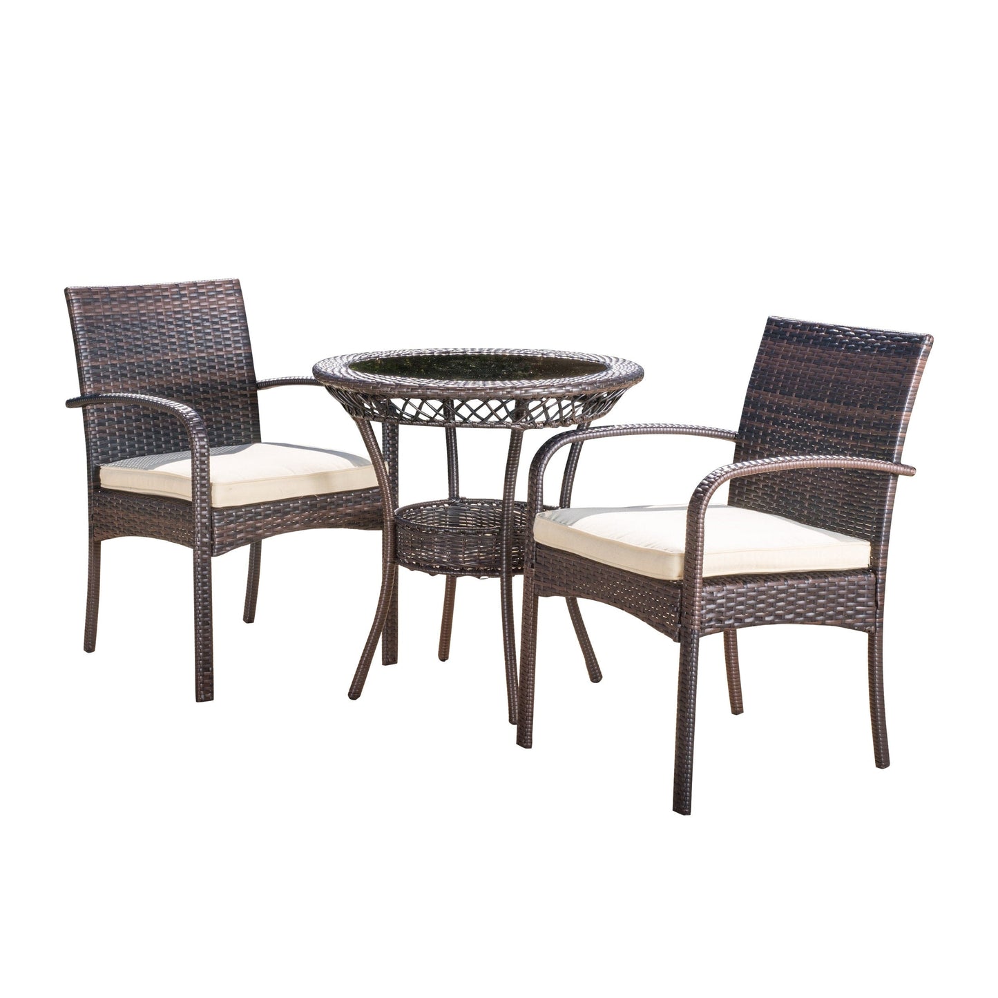 Set da bistrot in vimini da esterno Ridley da 3 pezzi con cuscini di Christopher Knight Home - N/D