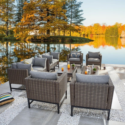 Patio Festival Set da conversazione per esterni ad angolo retto da 10 pezzi