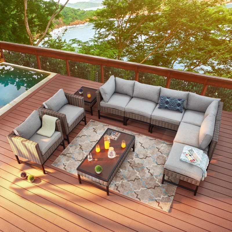 Patio Festival Set da conversazione per esterni ad angolo retto da 10 pezzi