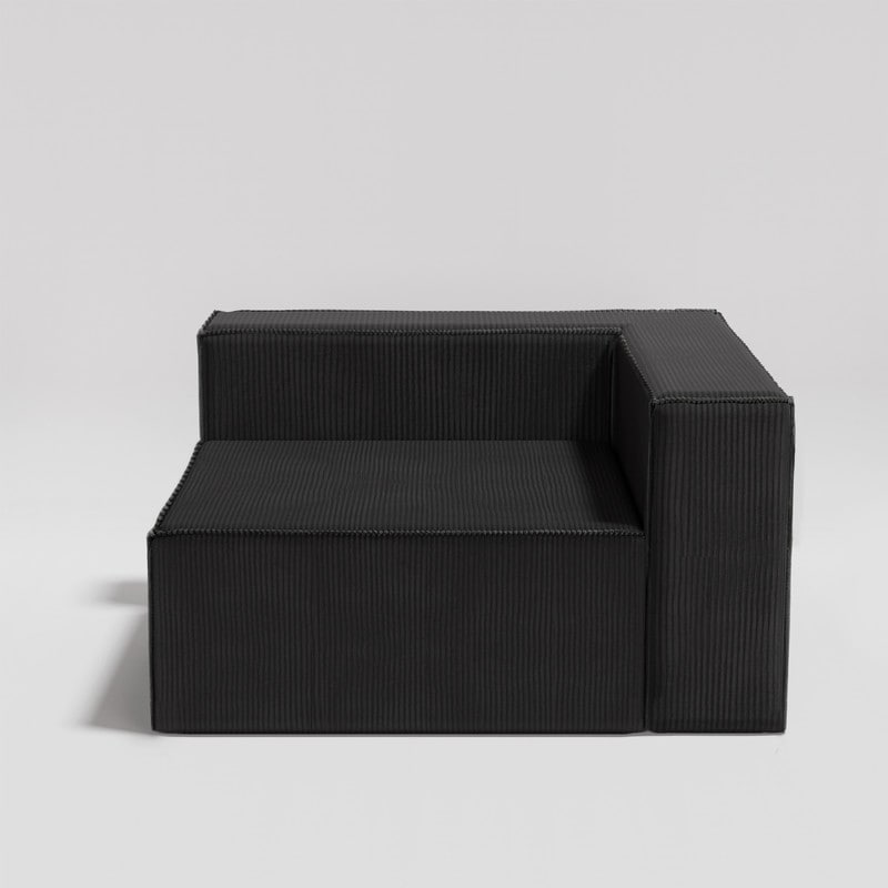 Divano a compressione in velluto a coste con bracciolo destro