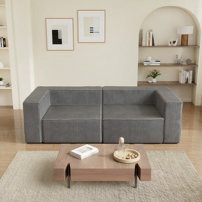 Divano a compressione in velluto a coste con bracciolo destro