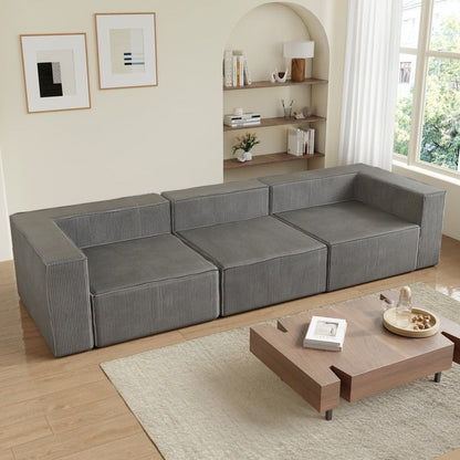 Divano a compressione in velluto a coste con bracciolo destro