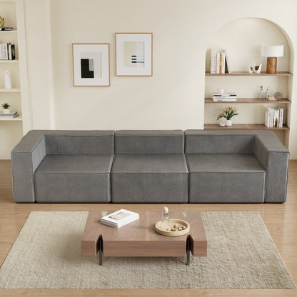 Divano a compressione in velluto a coste con bracciolo destro