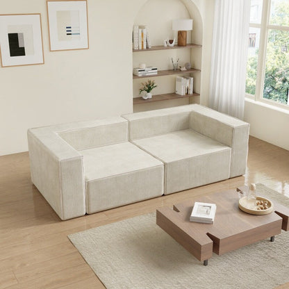 Divano a compressione in velluto a coste con bracciolo destro