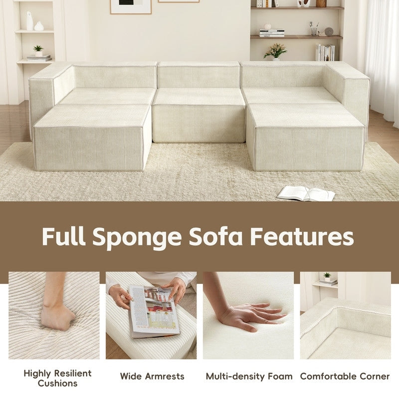 Divano a compressione in velluto a coste con bracciolo destro