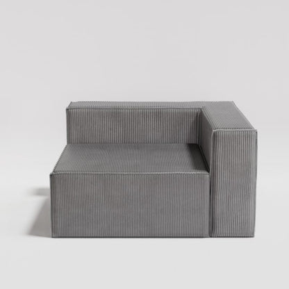 Divano a compressione in velluto a coste con bracciolo destro