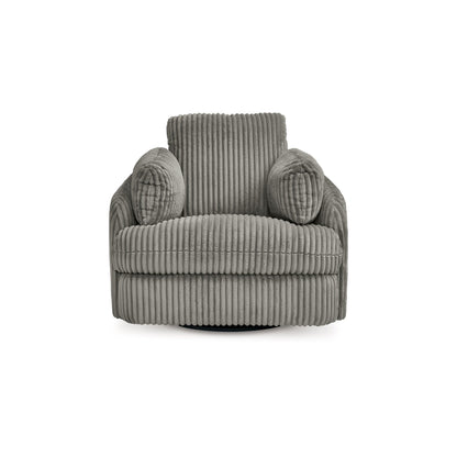Poltrona reclinabile manuale girevole Rikki Swivel Glider, velluto a coste grigio, 2 cuscini