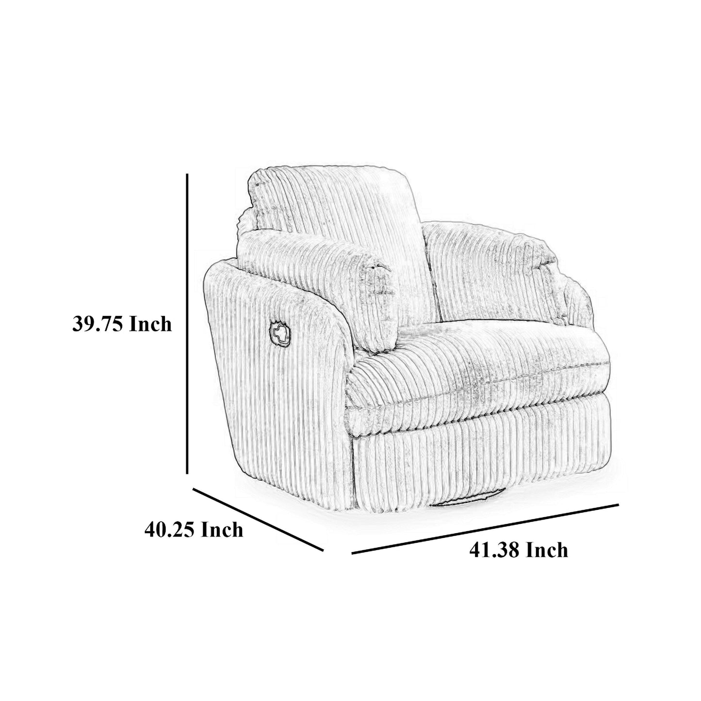 Poltrona reclinabile manuale girevole Rikki Swivel Glider, velluto a coste grigio, 2 cuscini