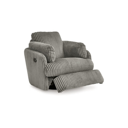 Poltrona reclinabile manuale girevole Rikki Swivel Glider, velluto a coste grigio, 2 cuscini