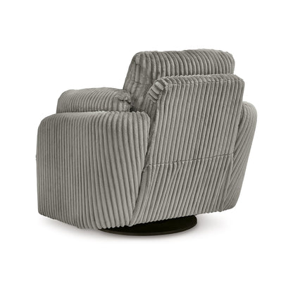 Poltrona reclinabile manuale girevole Rikki Swivel Glider, velluto a coste grigio, 2 cuscini