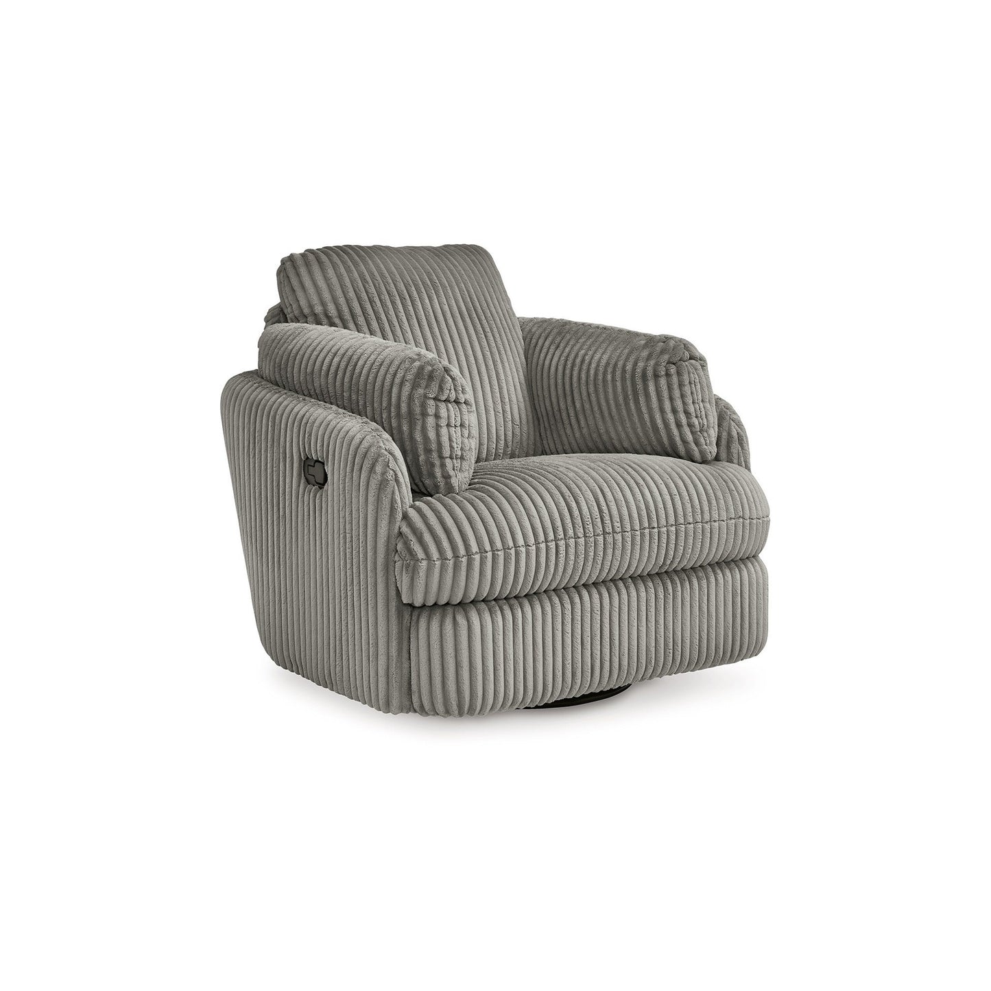 Poltrona reclinabile manuale girevole Rikki Swivel Glider, velluto a coste grigio, 2 cuscini