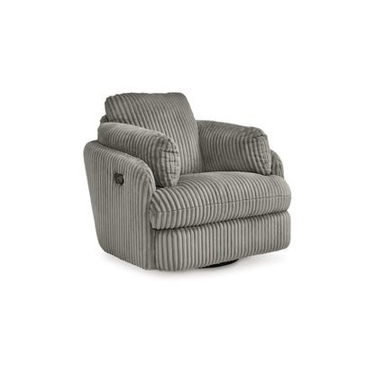 Poltrona reclinabile manuale girevole Rikki Swivel Glider, velluto a coste grigio, 2 cuscini