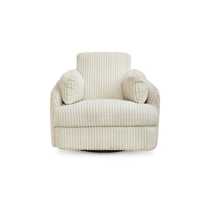 Poltrona reclinabile manuale girevole Rikki Swivel Glider, velluto a coste avorio, 2 cuscini