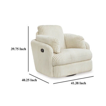 Poltrona reclinabile manuale girevole Rikki Swivel Glider, velluto a coste avorio, 2 cuscini