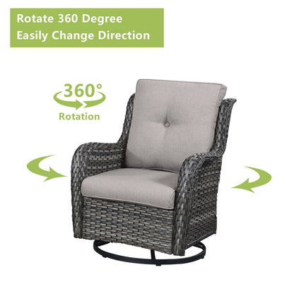 Set di mobili da esterno Pocassy da 5 pezzi, sedie girevoli con pouf