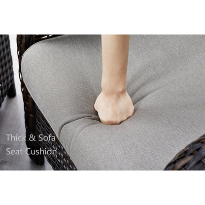 Set di mobili da esterno Pocassy da 5 pezzi, sedie girevoli con pouf