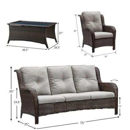 Divano da esterno Pocassy, ​​4 pezzi, sedia da giardino con tavolino