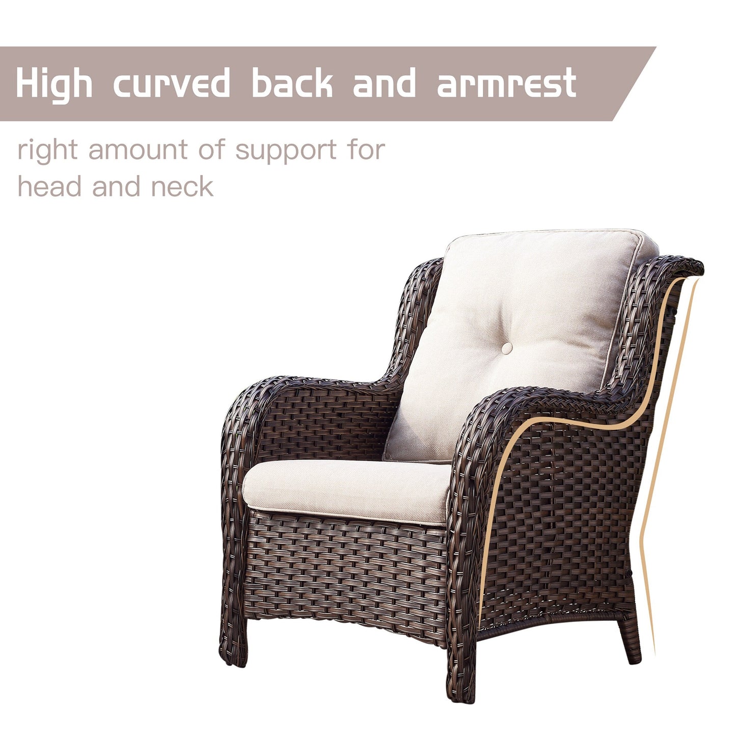 Divano da esterno Pocassy, ​​4 pezzi, sedia da giardino con tavolino