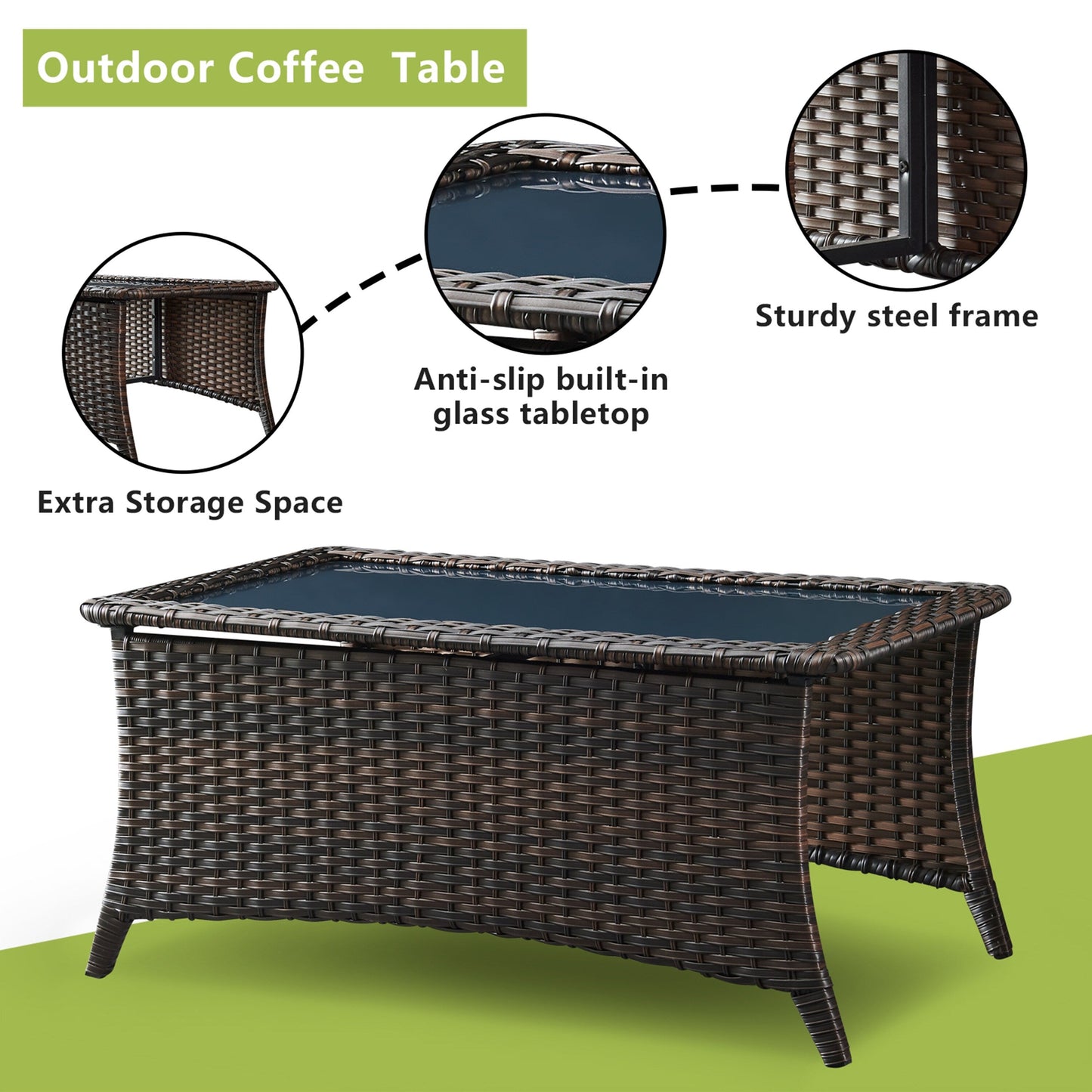 Divano da esterno Pocassy, ​​4 pezzi, sedia da giardino con tavolino