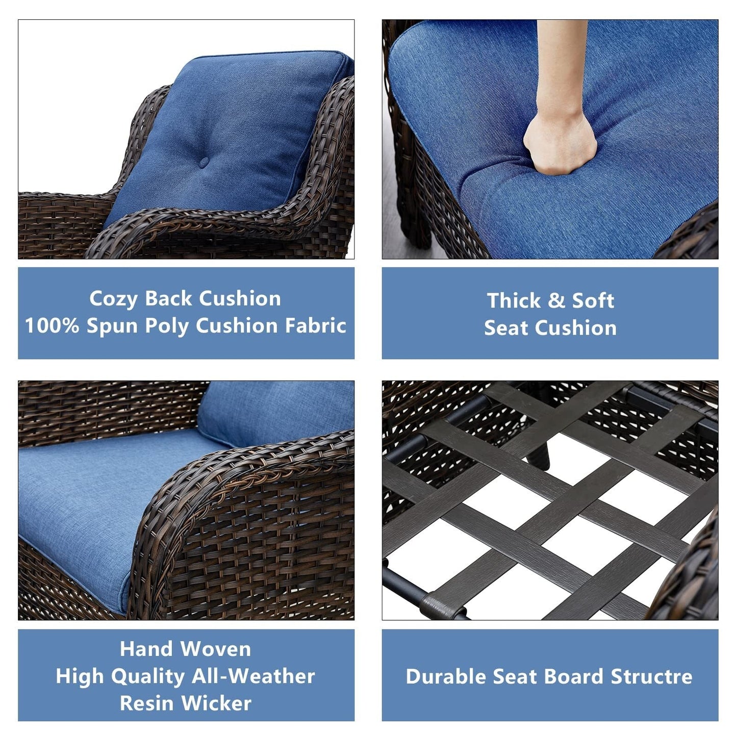 Set di mobili da giardino Pocassy da 5 pezzi con pouf