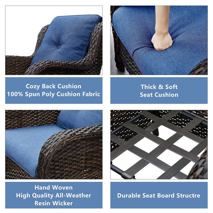 Set di mobili da giardino Pocassy da 5 pezzi con pouf