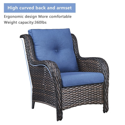 Set di mobili da giardino Pocassy da 5 pezzi con pouf