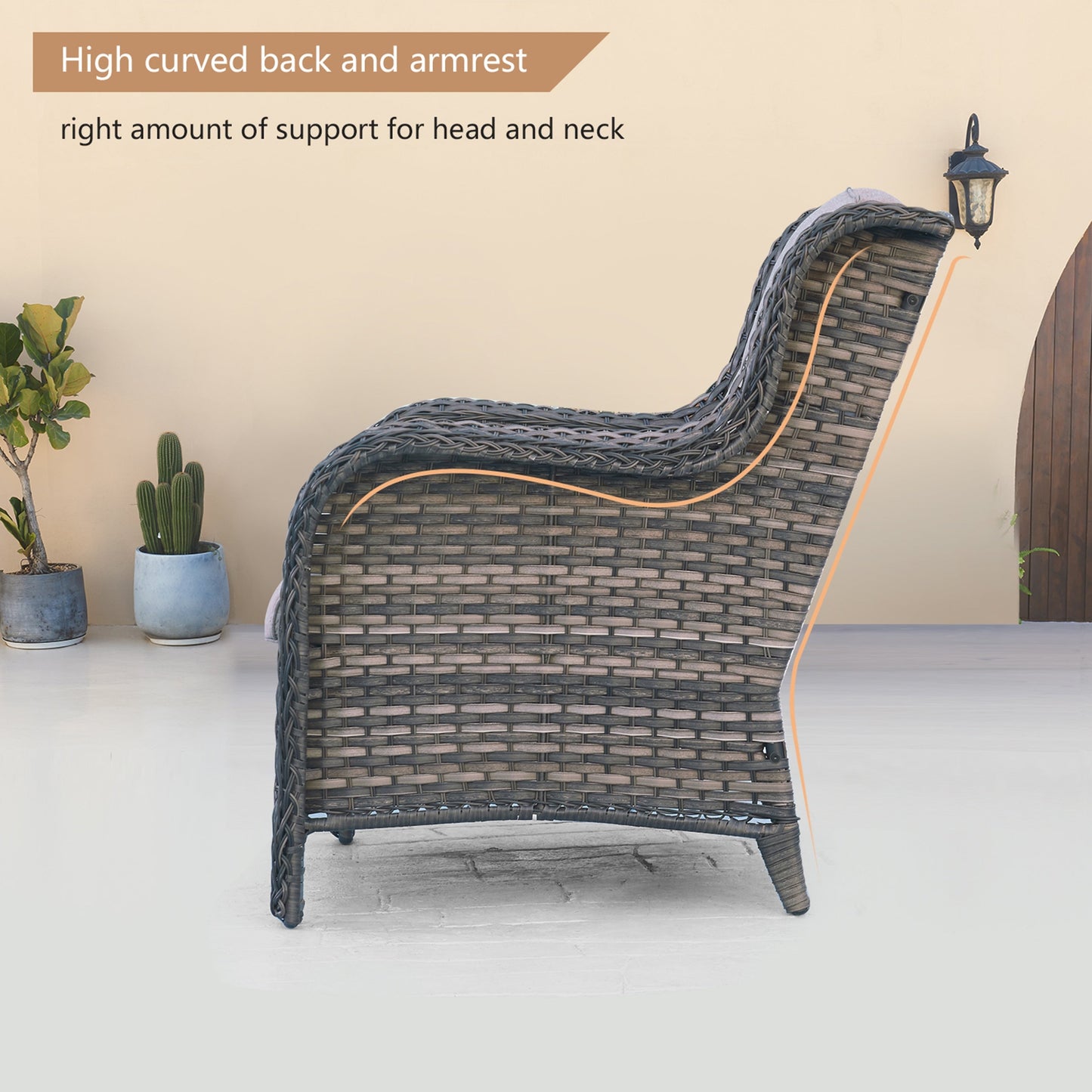 Set di mobili da giardino Pocassy da 5 pezzi con pouf