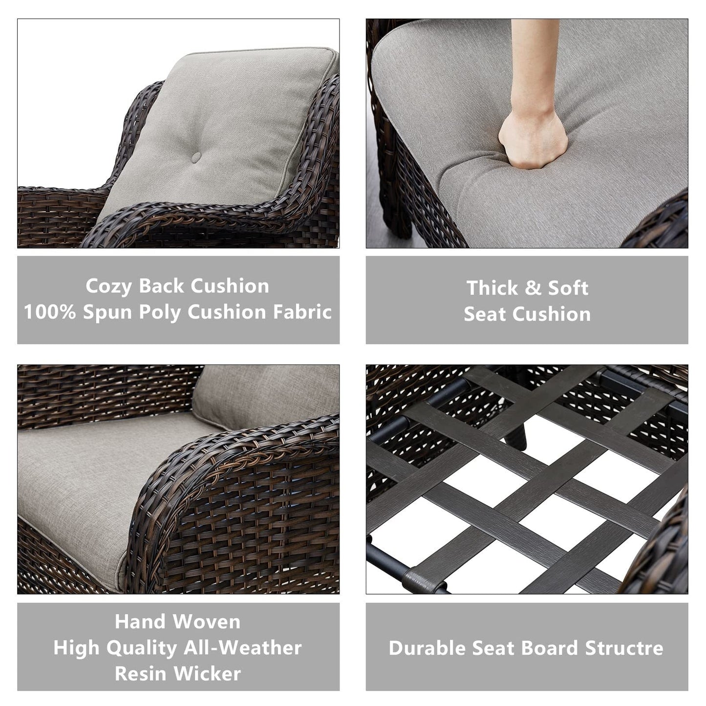 Set di mobili da giardino Pocassy da 5 pezzi con pouf