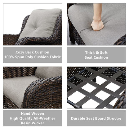 Set di mobili da giardino Pocassy da 5 pezzi con pouf