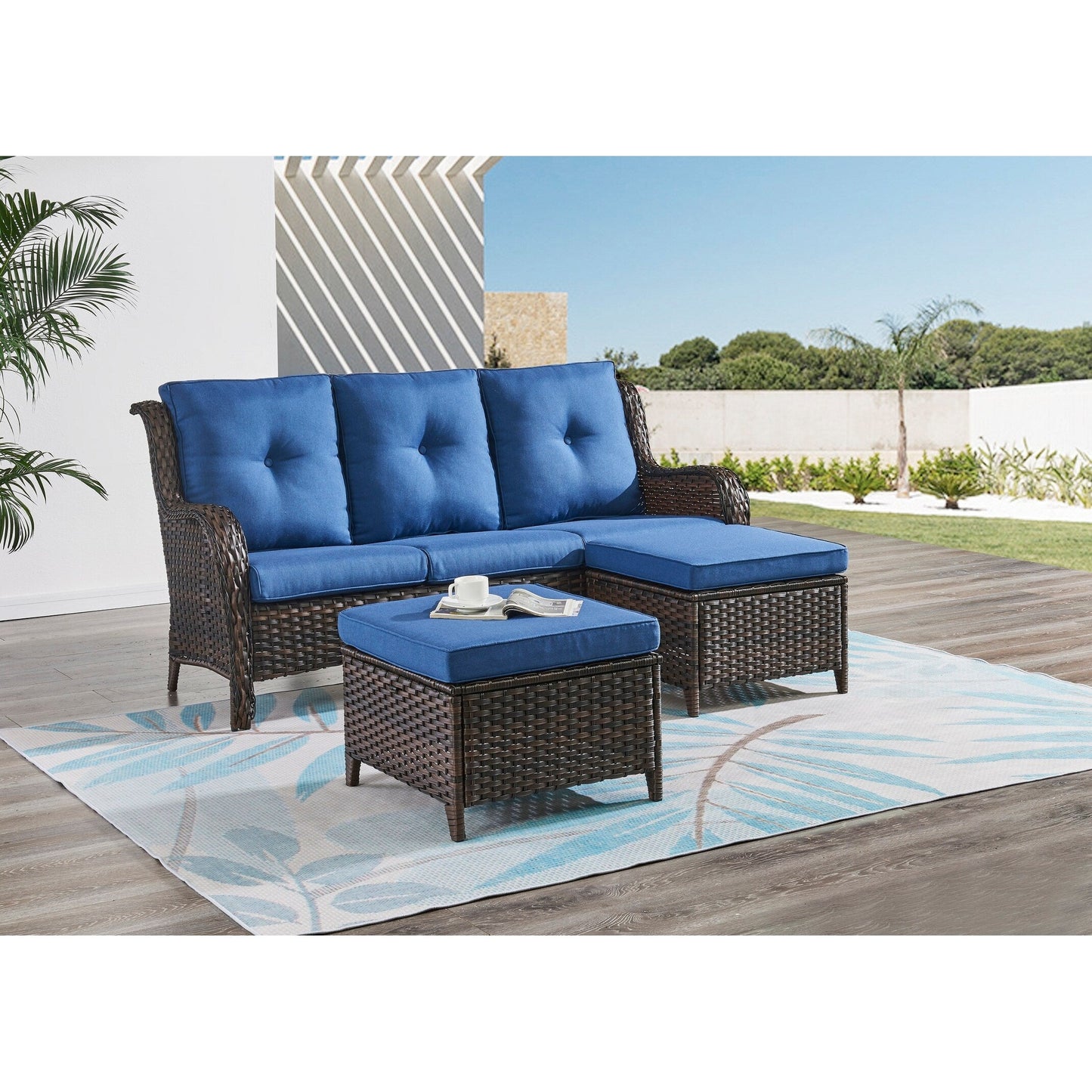 Set di mobili da giardino Pocassy da 5 pezzi con pouf