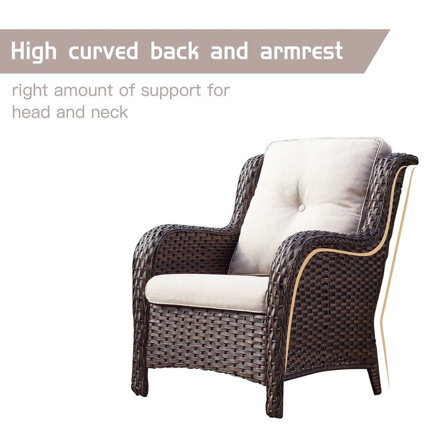 Set di mobili da giardino Pocassy da 5 pezzi con pouf