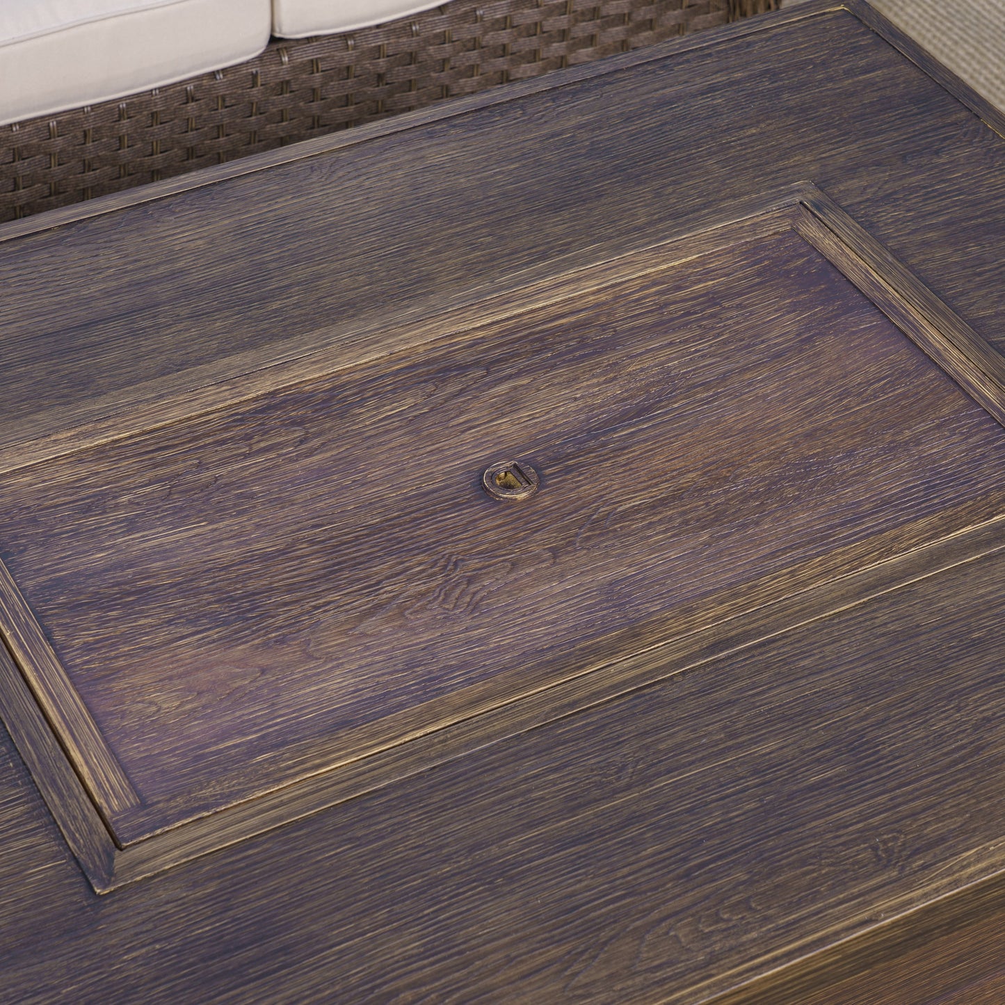 Set di sedute da esterno in vimini Rio Vista Sandstone con tavolo per braciere (5 pezzi)