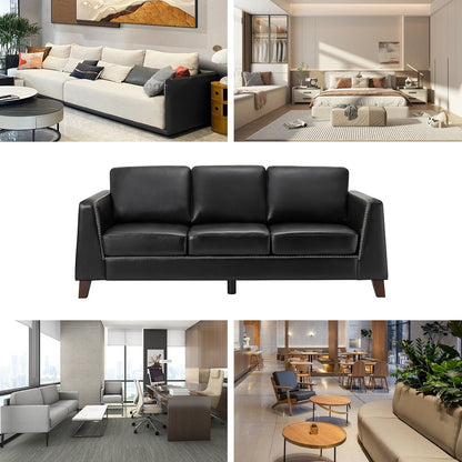 Divano con braccioli in vera pelle Rita 81.5 con gambe in legno massello di HULALA HOME